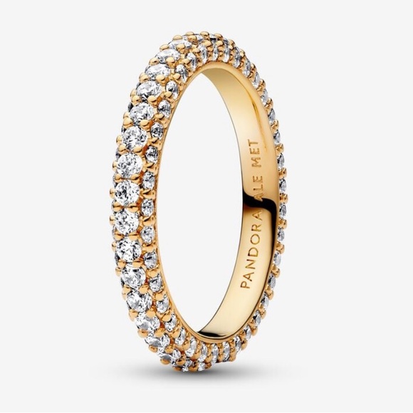 Pandora Jewelry - 💛🔹️Pandora 🔹️Timeless Pavé Single-row Ring 14k gold plating Size 6